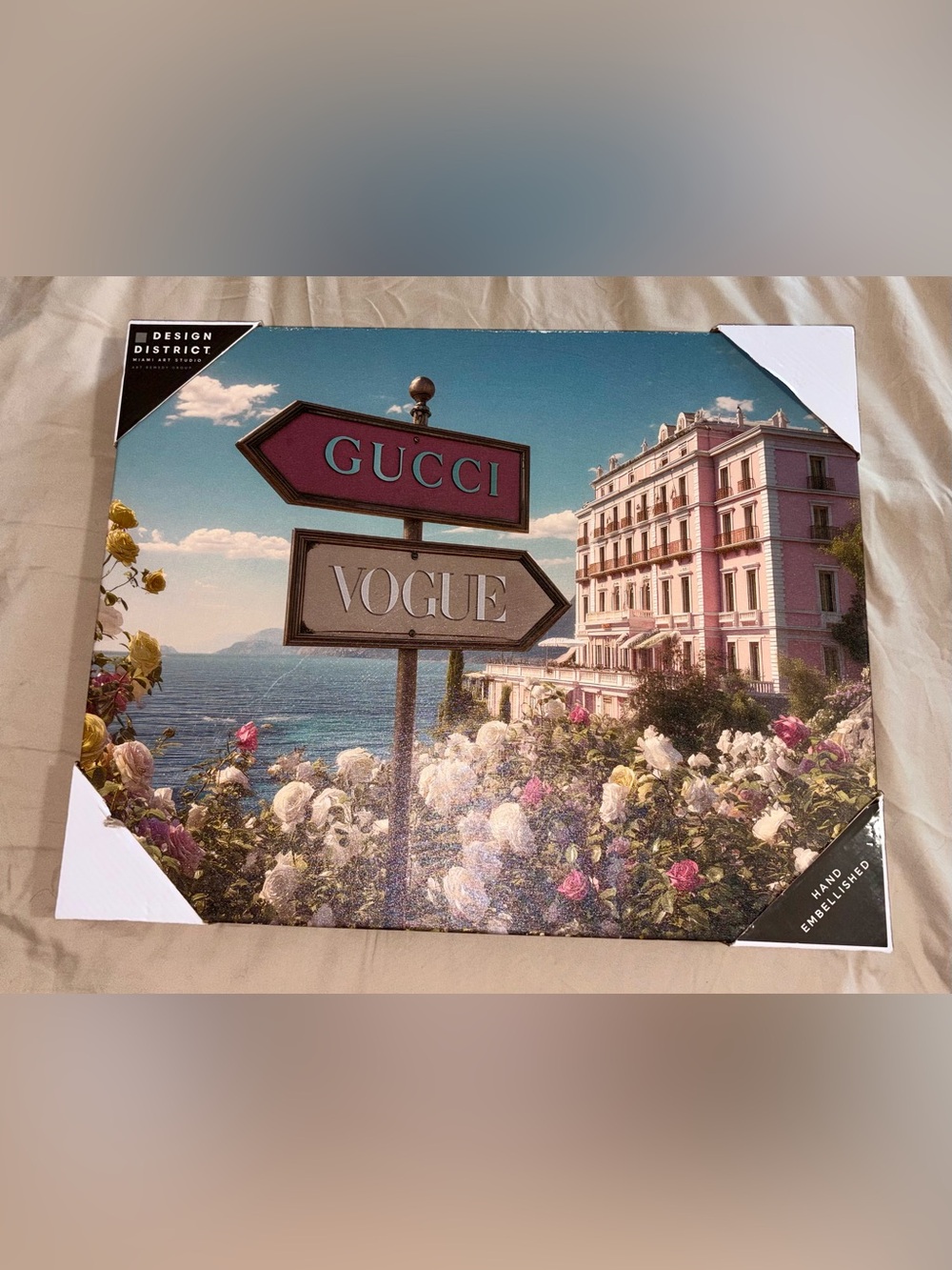 Design District Gucci Vogue 16x20 Hand Embellished Canvas Wall Art NWT